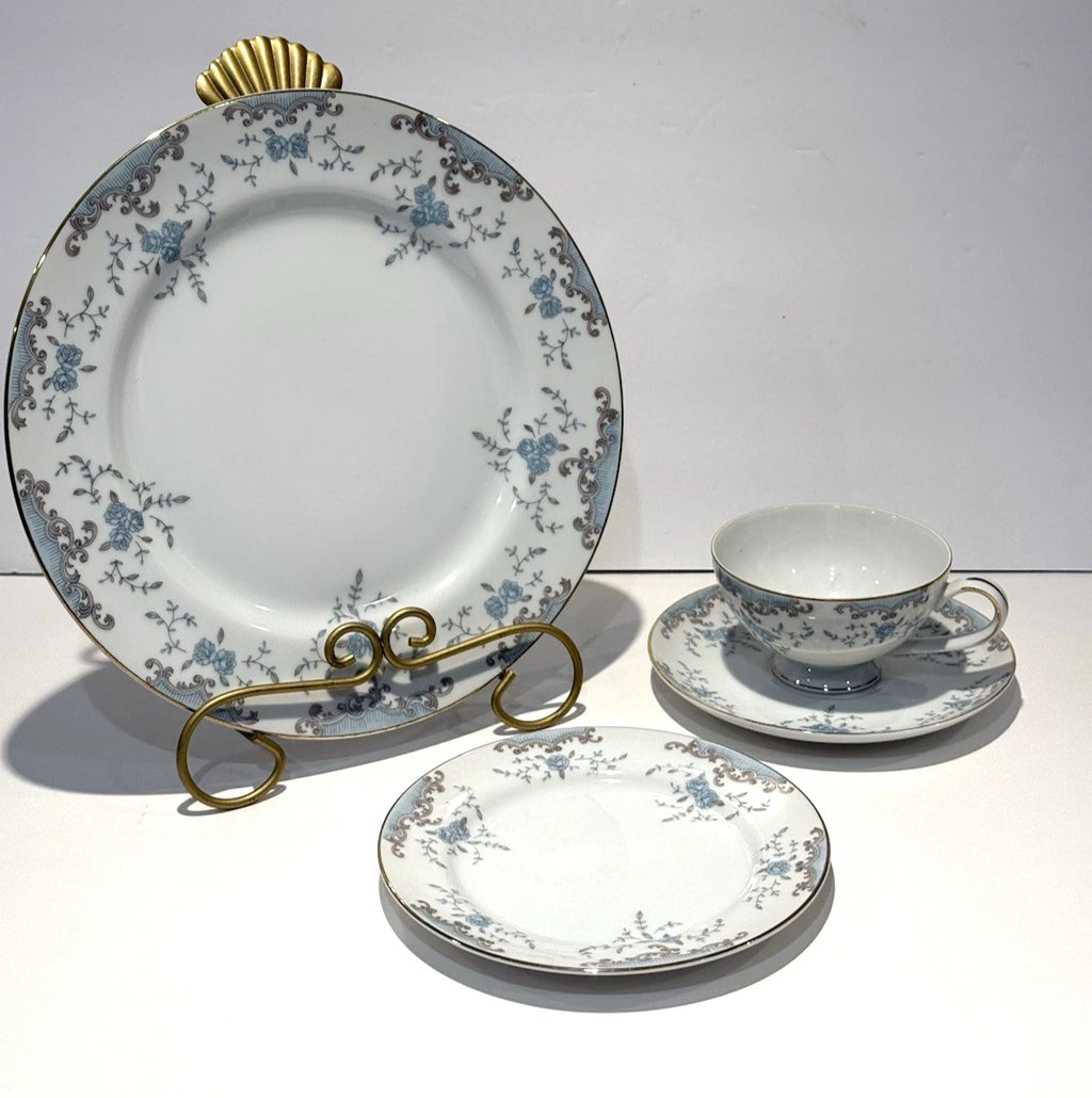 4-Piece Tea Set | Teacup, Saucer, Bread Plate and Dinner Plate